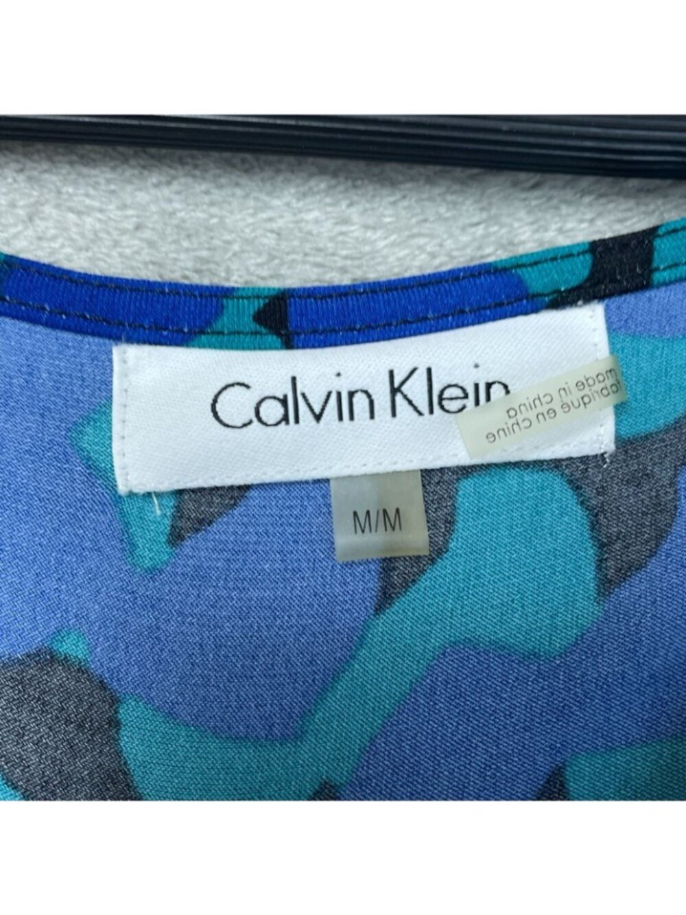 Calvin Klein Women's M Blue & Black Abstract Print Sleeveless Top Stretch i2048 - Picture 5 of 7